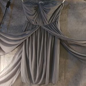 Size 4 formal Davids Bridal grey strapless dress